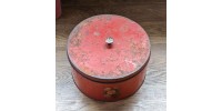 Grande boîte Cookies antique en métal rouge